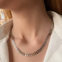 گردنبند گندمی استیل طلایی و نقره ای