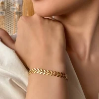 دستبند گندمی استیل طلایی و سیلور