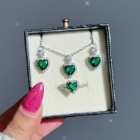 ست قلب سبز جواهری