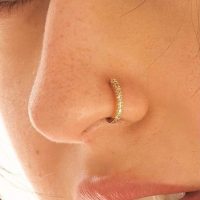 پیرسینگ فیک بینی نگین خطی طلایی و سیلور