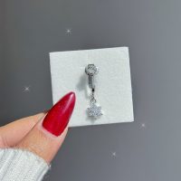 پیرسینگ فیک ناف گل نگین دار