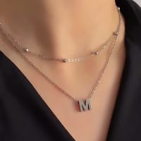 گردنبند دولاین حروف سیلور