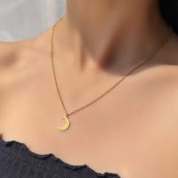 گردنبند ماه استیل طلایی و نقره ای