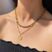 گردنبند دولاین الیزابت طلایی (استیل)