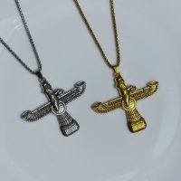 گردنبند مردانه فروهر جدید طلایی و سیلور