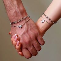 ست دستبند دولاین ماه و ستاره استیل
