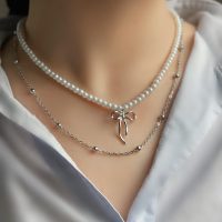 گردنبند دولاین مروارید پاپیونی