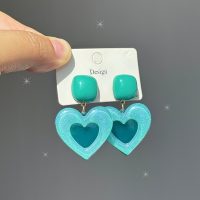 گوشواره قلب اکلیلی سبز آبی