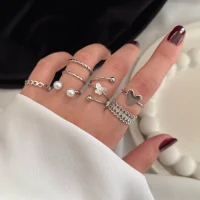 پک انگشتر پروانه و قلب و مروارید اقتصادی
