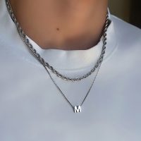 گردنبند دولاین حروف مردانه استیل