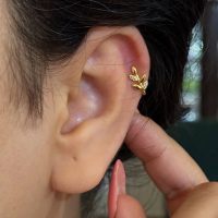 پیرسینگ فیک گوش برگ طلایی و نقره ای