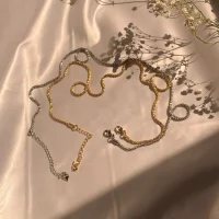 گردنبند خاویاری نقره ای و طلایی