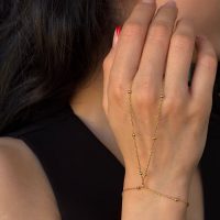 تمیمه دست توپی استیل طلایی و سفید