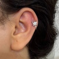 پیرسینگ فیک گوش تاج نقره ای
