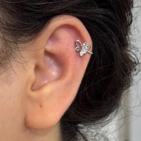 پیرسینگ فیک گوش قلب نقره ای