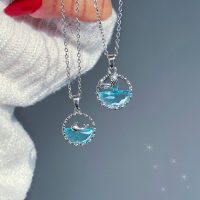 گردنبند ست دو نفره نهنگ و دم وال آبی