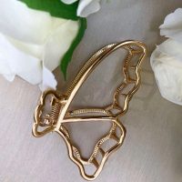 کلیپس مو فلزی طرح پروانه طلایی