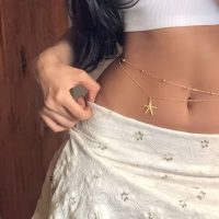 زنجیر کمر دولاین ستاره دریایی طلایی و سیلور