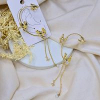 ایرکاف پروانه نگینی با آویز طلایی و سفید