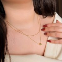 گردنبند دولاین ظریف گوی طلایی و نقره ای
