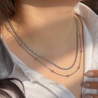 گردنبند دولاین طنابی جذاب طلایی و نقره ای