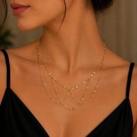 گردنبند شرابه ای طلایی و نقره ای
