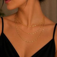 گردنبند سه لاین ظریف و جذاب دخترانه