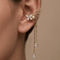 ایرکاف پروانه با آویز نگین طلایی و نقره ای