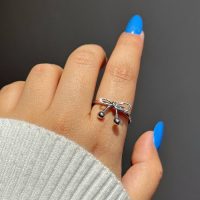 انگشتر پاپیون ترند و جذاب نقره ای
