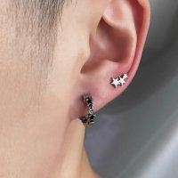 پیرسینگ گوش استیل حلقه ای طرح ستاره